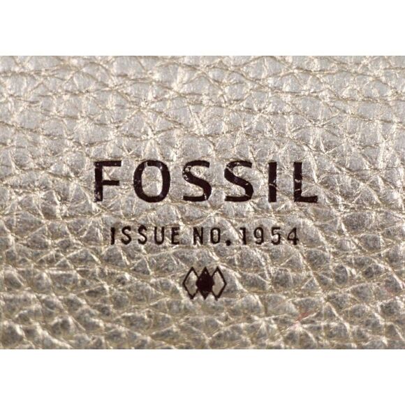 FOSSIL ANTIQUE GOLD GENUINE LEATHER X-BODY SHOULDER BAG HANDBAG CLUTCH PURSE - Picture 7 of 14